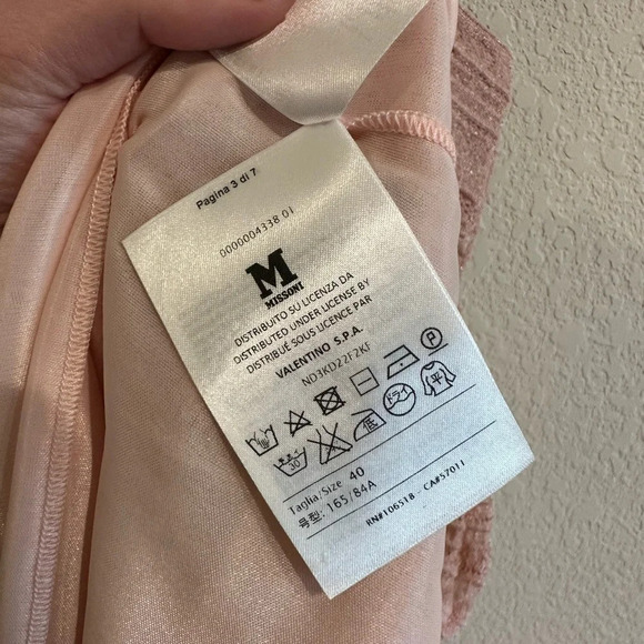 M Missoni Stretch Lace Peplum Dress US4 Baby Pink Shimmer Wedding - Picture 7 of 7